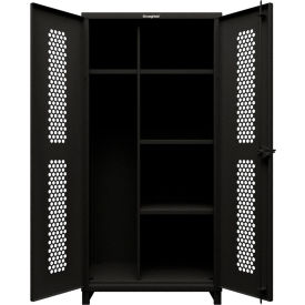Strong Hold® HD Stationary Ventilated Cabinet w/ 4 Shelves 36"W x 24"D x 75"H Black 