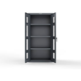 Strong Hold® Heavy Duty Cabinet with Clearview Doors 36"W x 24"D x 72"H Dark Gray 