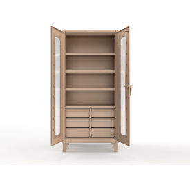 Strong Hold® Clear View Cabinet w/ 6 Half-Width Drawers 4 Shelves 36"W x 24"D x 78"H Beige 
