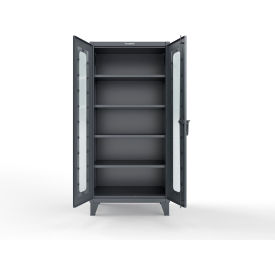Strong Hold® Clearview Cabinet w/SecuRam ScanLogic Smart Lock 36"W x 24"D x 78"H Dark Gray 