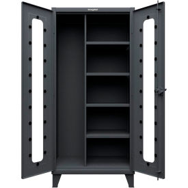Strong Hold® Clearview Janitorial Cabinet with 4 Shelves 36"W x 24"D x 78"H Dark Gray 