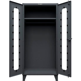 Strong Hold® Clearview Uniform Cabinet with Hanger Rod 36"W x 24"D x 78"H Dark Gray 
