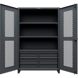 Strong Hold® Extreme Duty Ventilated Cabinet w/Drawers 4 Shelves36"Wx 24"D x 78"HDark Gray 