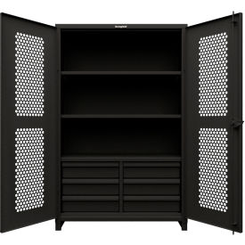 Strong Hold® Extreme Duty Ventilated Cabinet With Drawers 4 Shelves 36"Wx 24"D x 78"H Black 