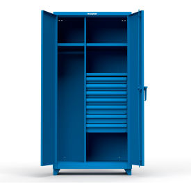Strong Hold Products 36-W-243-7DB-L-RAL5001 Stronghold Industrial Uniform Cabinet with 7 Drawers 36"W x 24"D x 75"H , Blue image.