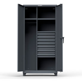 Strong Hold Products 36-W-243-7DB-L-RAL7024 Stronghold Industrial Uniform Cabinet with 7 Drawers 36"W x 24"D x 75"H , Dark Gray image.