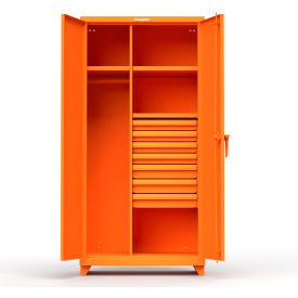 Strong Hold Products 36-W-243-7DB-L-RAL2009 Stronghold Industrial Uniform Cabinet with 7 Drawers 36"W x 24"D x 75"H , Orange image.
