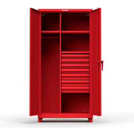 Strong Hold Products 36-W-243-7DB-L-RAL3001 Stronghold Industrial Uniform Cabinet with 7 Drawers 36"W x 24"D x 75"H , Red image.