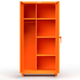 Strong Hold Products 36-W-244-L-RAL2009 Stronghold Industrial Uniform Cabinet with 4 Shelves 36"W x 24"D x 75"H , Orange image.
