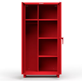 Strong Hold Products 36-W-244-L-RAL3001 Stronghold Industrial Uniform Cabinet with 4 Shelves 36"W x 24"D x 75"H , Red image.