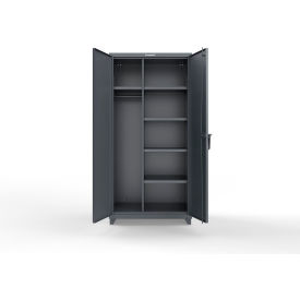 Strong Hold® Extra Heavy Duty Uniform Cabinet w/5 Shelves 36"W x 24"D x 75"H Dark Gray 