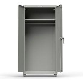 Strong Hold Products 36-WR-241-L-RAL7037 Stronghold Industrial Uniform Cabinet with Full Width Rod 36"W x 24"D x 75"H , Gray image.