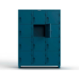 Strong Hold® 4-Tier 12 Door Extra Heavy Duty Locker 54"W x 18"D x 75"H Blue Assembled 