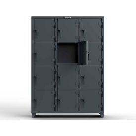 Strong Hold® 4-Tier 12 Door Extra Heavy Duty Locker 54"W x 18"D x 75"H Dark Gray Assembled 
