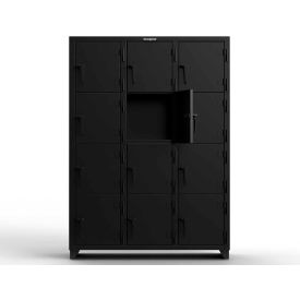 Strong Hold® 4-Tier 12 Door Extra Heavy Duty Locker 54"W x 18"D x 75"H Black Assembled 