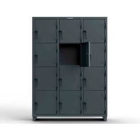 Strong Hold Products 4.66-12D-18-4T-L StrongHold® 4-Tier 12 Door Extra Heavy Duty Locker, 54"W x 18"D x 75"H, Gray, Assembled image.