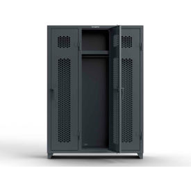 Strong Hold® 1-Tier 3 Door Extra HD Ventilated Locker 54"W x 18"D x 75"H Dark Gray Assembled 