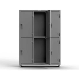 Strong Hold Products 4.66-6D-18-2T-L StrongHold® 2-Tier 6 Door Extra Heavy Duty Locker, 54"W x 18"D x 75"H, Gray, Assembled image.