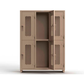 Strong Hold® 2-Tier 6 Door Extra HD Ventilated Locker 54"W x 18"D x 75"H Beige Assembled 