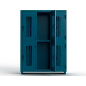 Strong Hold® 2-Tier 6 Door Extra HD Ventilated Locker 54"W x 18"D x 75"H Blue Assembled 