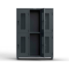 Strong Hold® 2-Tier 6 Door Extra HD Ventilated Locker 54"W x 18"D x 75"H Dark Gray Assembled 