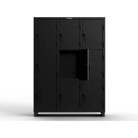 Strong Hold® 3-Tier 9 Door Extra Heavy Duty Locker 54"W x 18"D x 75"H Black Assembled 