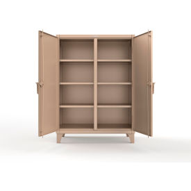 Strong Hold® Double Shift Storage Cabinet 12 Gauge 36"W x 24"D x 66"H Beige 