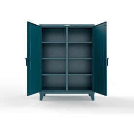 Strong Hold® Double Shift Storage Cabinet 12 Gauge 36"W x 24"D x 66"H Blue 