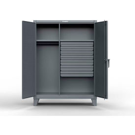 Strong Hold® Heavy Duty Uniform Cabinet w/2 Shelves Pegboard 48"W x 24"D x 66"H Dark Gray 
