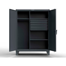 Strong Hold® Heavy Duty Uniform Cabinet w/3 Shelves 48"W x 24"D x 66"H Dark Gray 