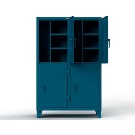 Strong Hold® 2-Tier 4 Door Extreme Duty Locker 8 Shelves 50"W x 24"D x 78"H Blue Assembled 