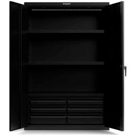 Strong Hold Products 46-243-6/5DB-P StrongHold® Heavy-Duty 18 Ga. Cabinet, 3 Shelves, 6 Halfwidth Drawers, 48"W x 24"D x 72"H image.