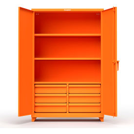Strong Hold Products 46-243-6/5DB-L-RAL2009 Stronghold Industrial Cabinet with 6 Drawers 48"W x 24"D x 75"H , Orange image.