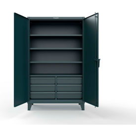 Strong Hold® Extreme Duty Storage Cabinet w/ 6 Drawers 4 Shelves 48"W x 24"D x 78"H Blue 
