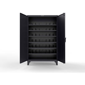 Strong Hold® Extreme Duty Cabinet with 6 Shelves Shelf Dividers 48"W x 24"D x 78"H Black 
