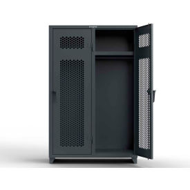 Strong Hold® 1-Tier 2 Door Extra HD Ventilated Locker 48"W x 24"D x 75"H Dark Gray Assembled 