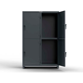Strong Hold Products 46-4D-24-2T-L StrongHold® 2-Tier 4 Door Extra Heavy Duty Locker, 48"W x 24"D x 75"H, Gray, Assembled image.