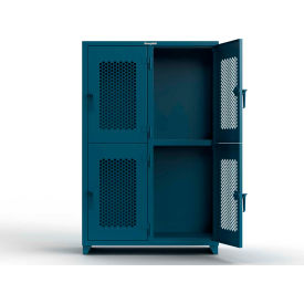 Strong Hold® 2-Tier 4 Door Extra HD Ventilated Locker 48"W x 24"D x 75"H Blue Assembled 