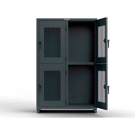Strong Hold Products 46-4H-24-2T-L StrongHold® 2-Tier 4 Door Ventilated Locker, 48"W x 24"D x 75"H, Gray, Assembled image.