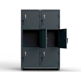 Strong Hold Products 46-6D-24-3T-EK-L StrongHold® 3-Tier 6 Door Digital Locker w/ Keyless Entry Lock, 48"Wx24"Dx75"H, Gray, Assembled image.