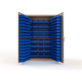Strong Hold® Extra Heavy Duty Cabinet without Legs 176 Blue Bins 48"W x 24"D x 72"H Beige