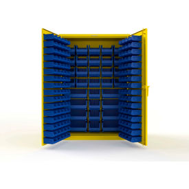 Strong Hold® Extra Heavy Duty Cabinet without Legs 176 Blue Bins 48"W x 24"D x 72"H Yellow