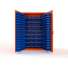 Strong Hold® Extra Heavy Duty Cabinet without Legs 176 Blue Bins 48"W x 24"D x 72"H Orange