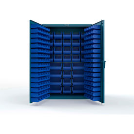 Strong Hold® Extra Heavy Duty Cabinet without Legs 176 Blue Bins 48"W x 24"D x 72"H Blue