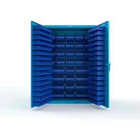 Strong Hold® Extra Heavy Duty Cabinet w/o Legs 176 Blue Bins 48"W x 24"D x 72"H Light Blue