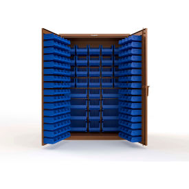 Strong Hold® Extra Heavy Duty Cabinet without Legs 176 Blue Bins 48"W x 24"D x 72"H Brown