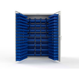 Strong Hold® Extra Heavy Duty Cabinet without Legs 176 Blue Bins 48"W x 24"D x 72"H White