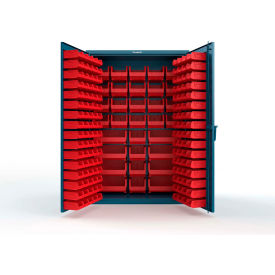 Strong Hold® Extra Heavy Duty Cabinet without Legs 176 Red Bins 48"W x 24"D x 72"H Blue