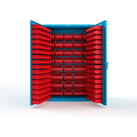 Strong Hold® Extra Heavy Duty Cabinet without Legs 176 Red Bins 48"W x 24"D x 72"HLight Blue