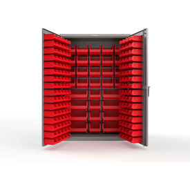Strong Hold® Extra Heavy Duty Cabinet without Legs 176 Red Bins 48"W x 24"D x 72"HDusty Gray